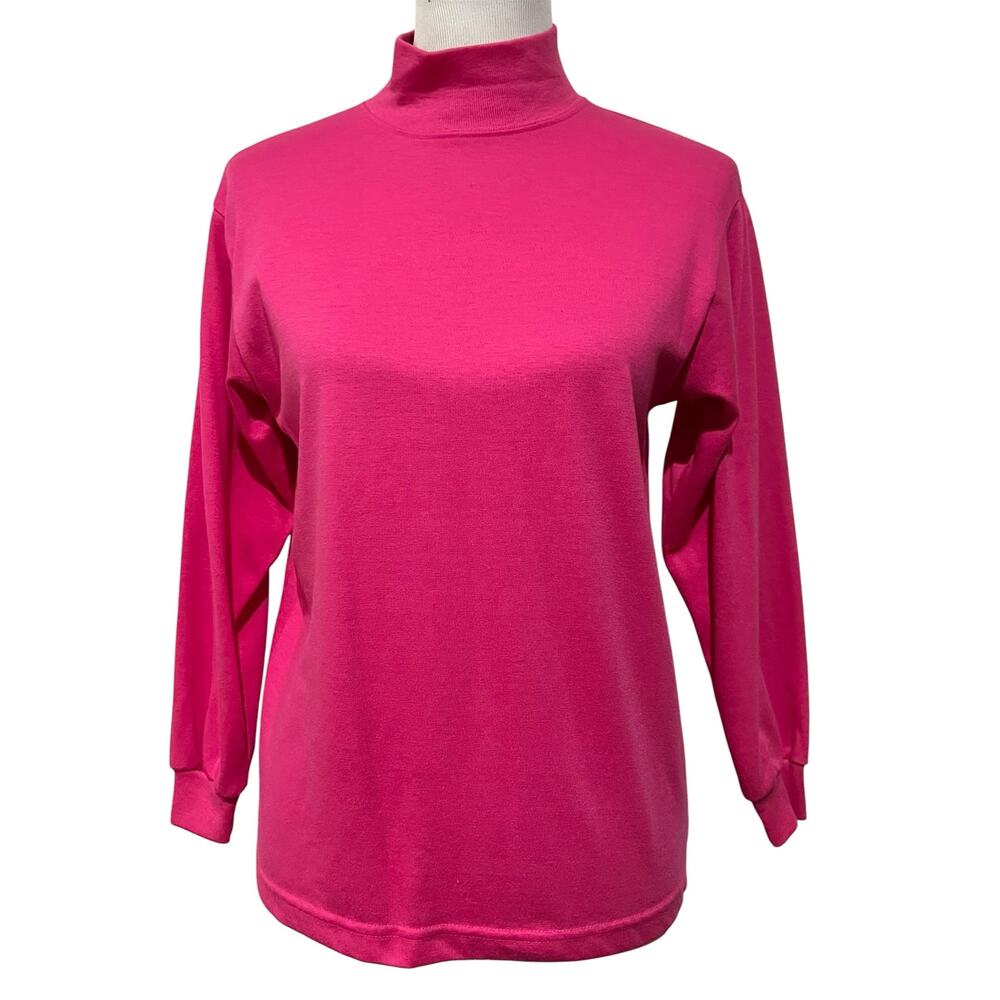 Vintage 90s Hang Ten Pink T-Shirt Top Long Sleeve Surf Skate Large Mock Neck